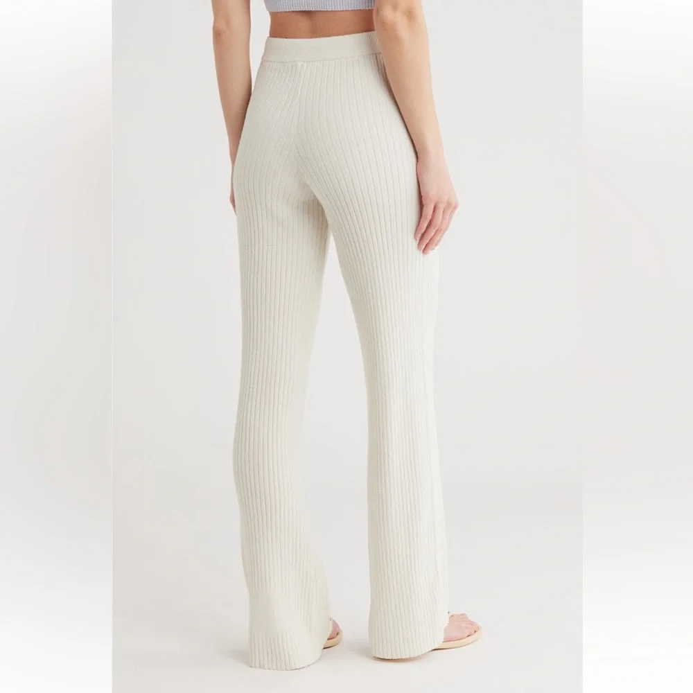 Good American Terry Rib Knit‎ Wide Leg Pants sweater sweats sweatpants large NWT - Picture 2 of 2